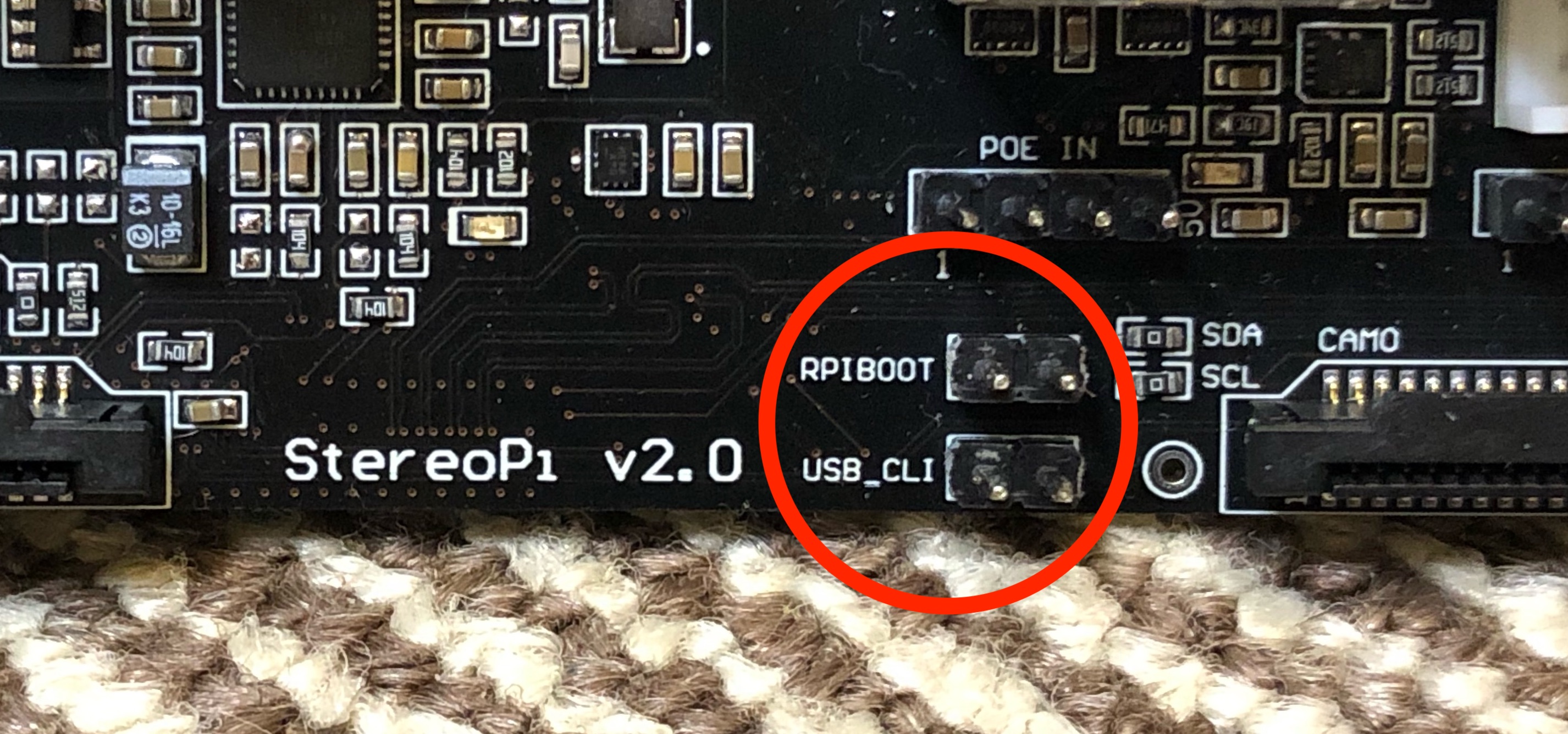 nRPIBOOT, USB client mode jumpers, StereoPi v2